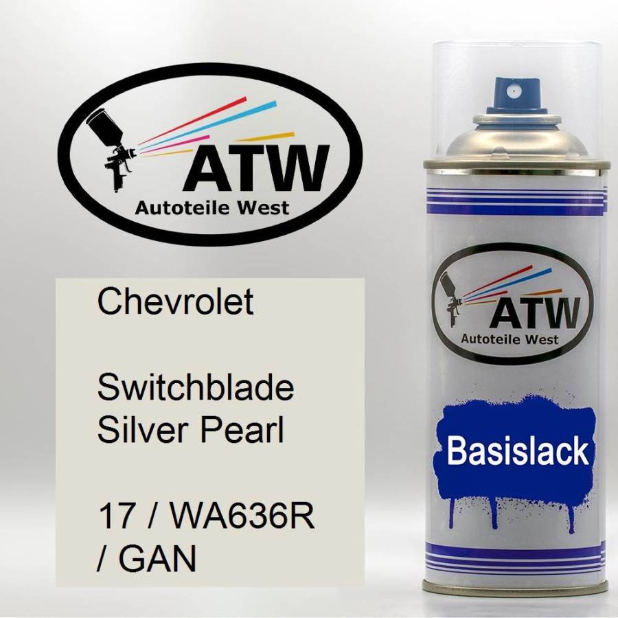 Chevrolet, Switchblade Silver Pearl, 17 / WA636R / GAN: 400ml Sprühdose, von ATW Autoteile West.